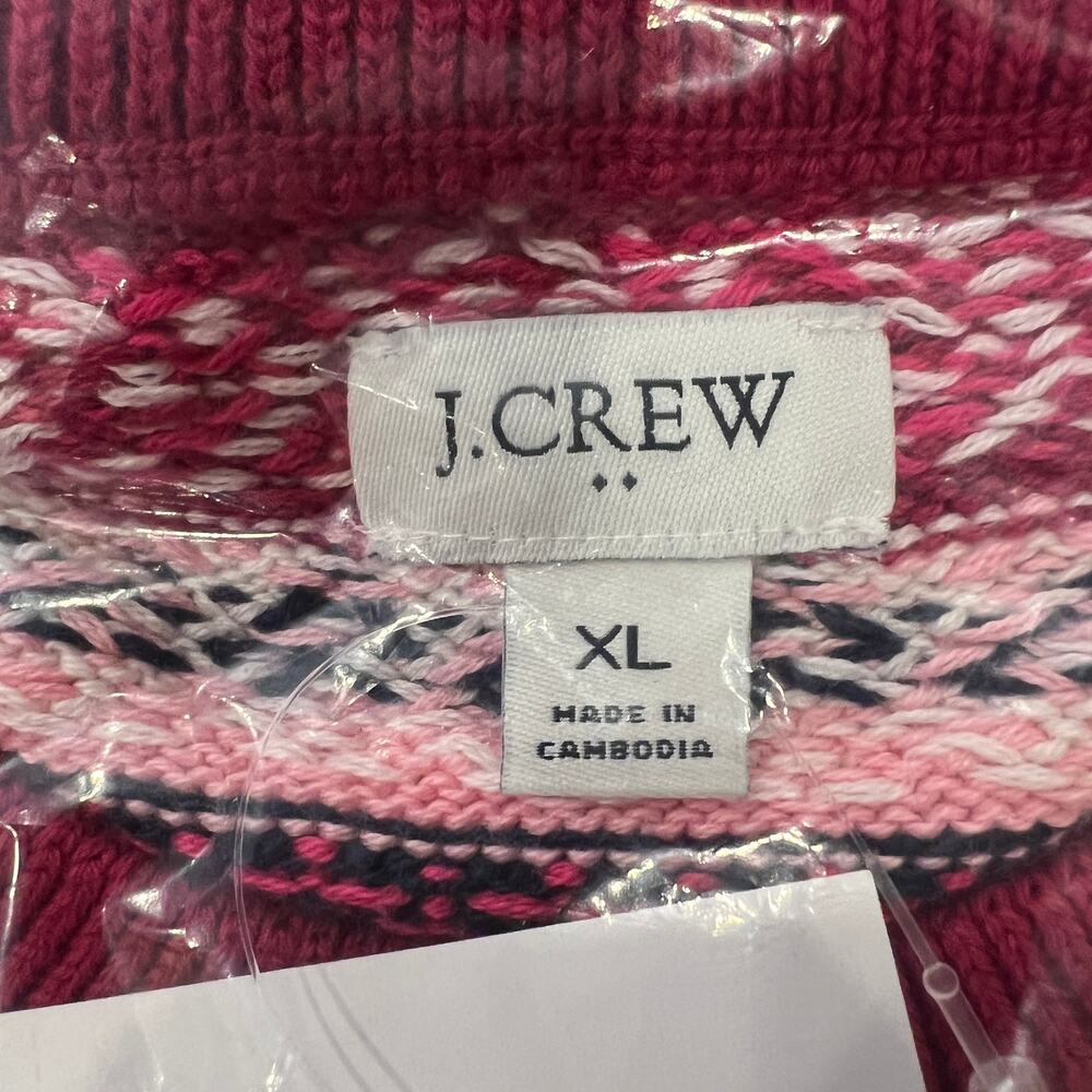 NWT J. Crew Pink, Green & Blue Fair Isle Cotton Sweater - Picture 7 of 10